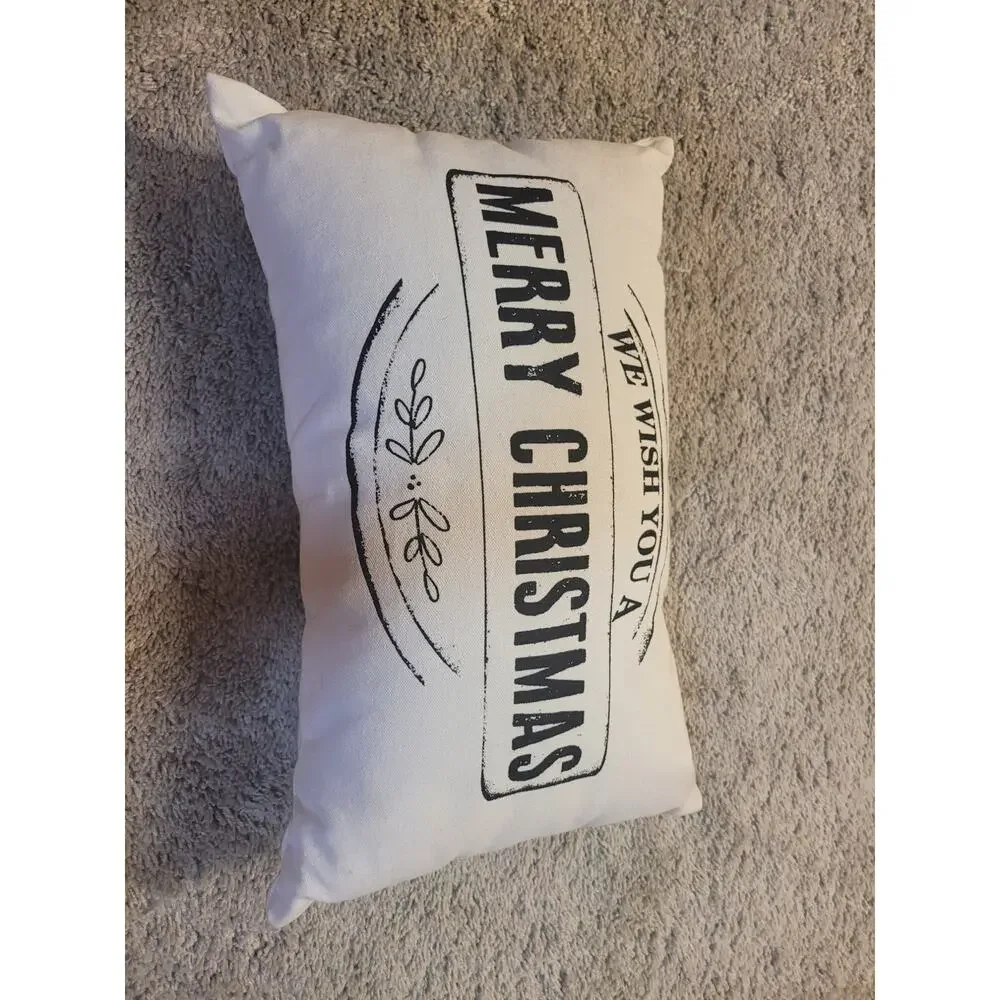 Farmhouse Merry Christmas Decorative Pillow Neutral Holiday Decor
